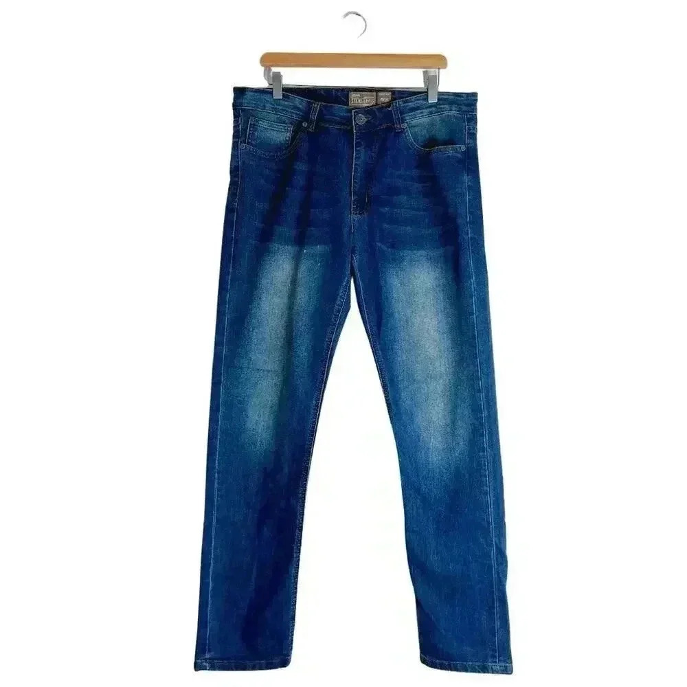 Stitches & Rivets Men's Slim Fit Jeans Dark Wash Mid Rise Size 34 x 32 Denim